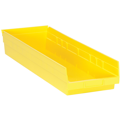 Bacs de rangement pour tablettes, 8-3/8" la x 4" H x 23-5/8" p, Jaune, Capacit&eacute; 50 lb Equipex