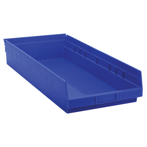 Bacs de rangement pour tablettes, 11-1/8" la x 4" H x 23-5/8" p, Bleu, Capacit&eacute; 50 lb Equipex