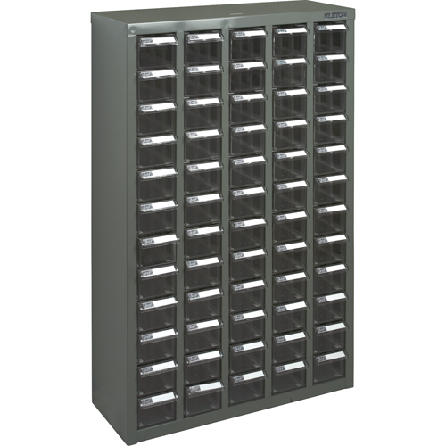 Casiers pour pi&egrave;ces KPC-500, Acier galvanis&eacute;, 60 tiroirs, 22-3/5" x 8-7/10" x 36-9/10", Gris Equipex