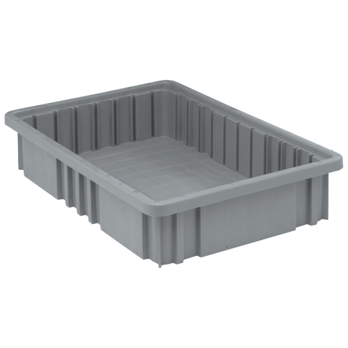 Divider Box&reg; Containers, Plastic, 16.5" W x 10.9" D x 3.5" H, Grey Equipex