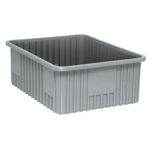 Contenants Divider Box, Plastique, 22,5" la x 17,5" p x 8" h, Gris Equipex