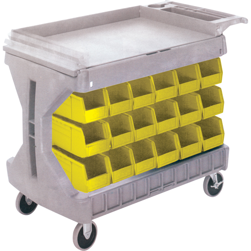 Pro Cart With Yellow Bins, Double-sided, 36 bins, 45-5/18" W x 24" D x 34-3/4" H Equipex