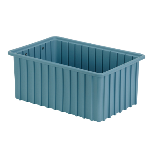Divider Box&reg; Containers, Polyethylene, 16.5" W x 10.9" D x 7" H, Light Blue Equipex