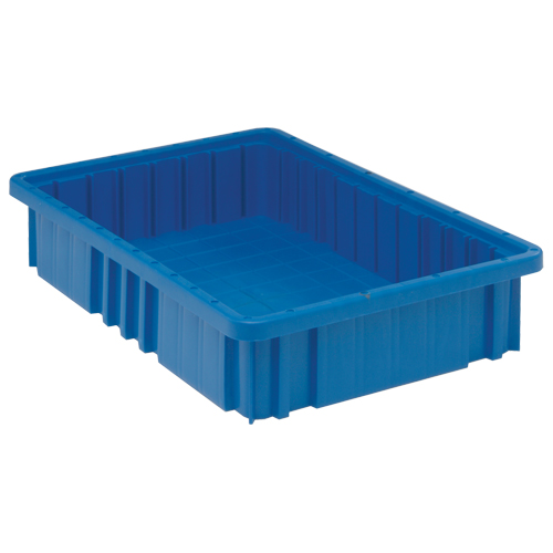 Divider Box&reg; Containers, Plastic, 16.5" W x 10.9" D x 3.5" H, Blue Equipex