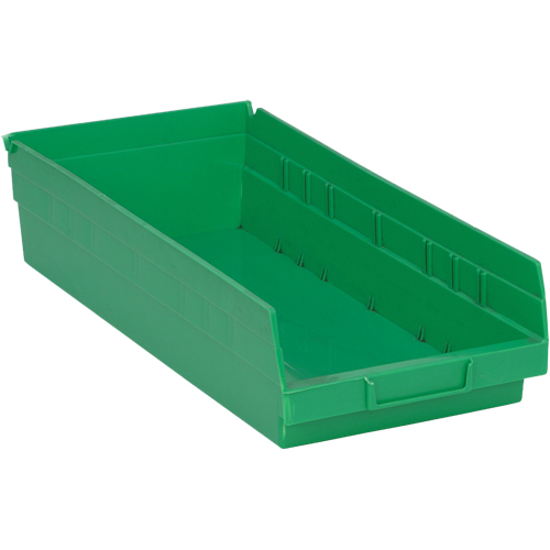 Shelf Bins, 8-1/8" W x 4" H x 17-7/8" D, Green, 40 lbs. Capacity Equipex