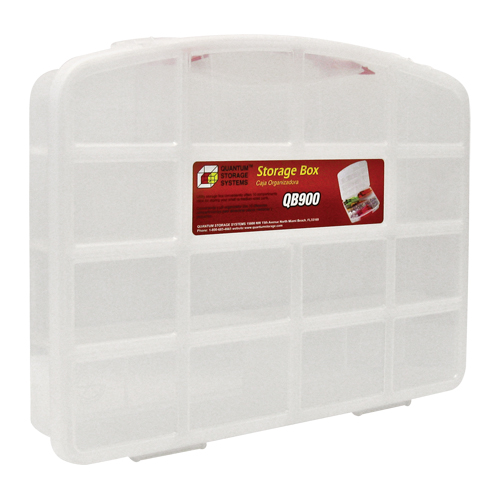 Bac de rangement clair avec compartiments, 13" la x 10-1/4" p x 2-3/8" h, 10 compartiments Equipex