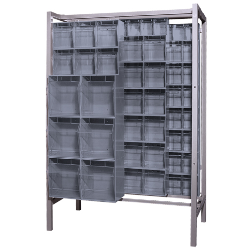 Free-Standing Tip-Out Bins Slider System, 51-1/4" W x 26" D x 77" H, 101 Drawers Equipex