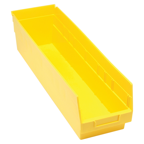 Store More Plastic Shelf Bins, 6-5/8" W x 6" H x 23-5/8" D, Yellow, 90 lbs. Capacity Equipex