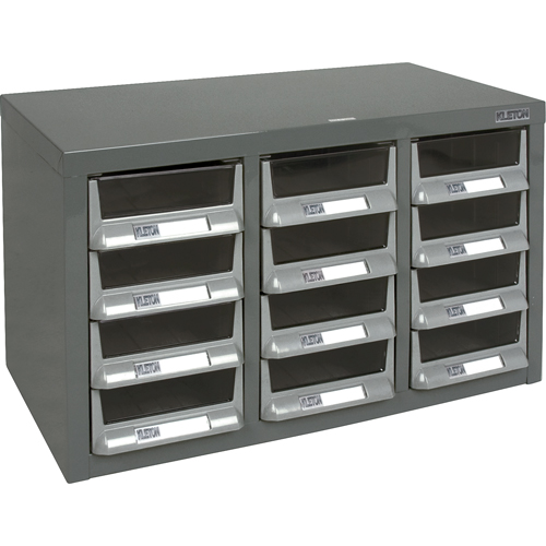KPC-100 Parts Cabinet, Galvanized Steel, 12 Drawers, 23" x 11-2/5" x 13-4/5", Grey Equipex