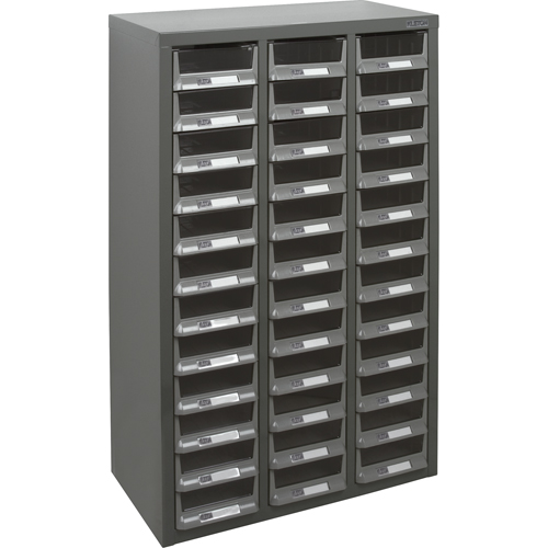 KPC-100 Parts Cabinet, Galvanized Steel, 36 Drawers, 23" x 11-2/5" x 36-9/10", Grey Equipex