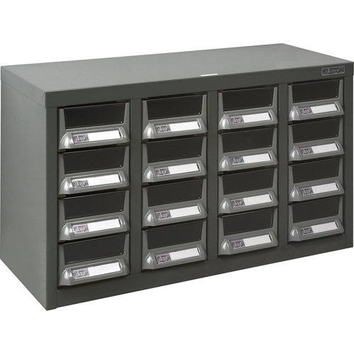 KPC-400 Parts Cabinet, Galvanized Steel, 16 Drawers, 23-1/10" x 8-7/10" x 13-4/5", Grey Equipex