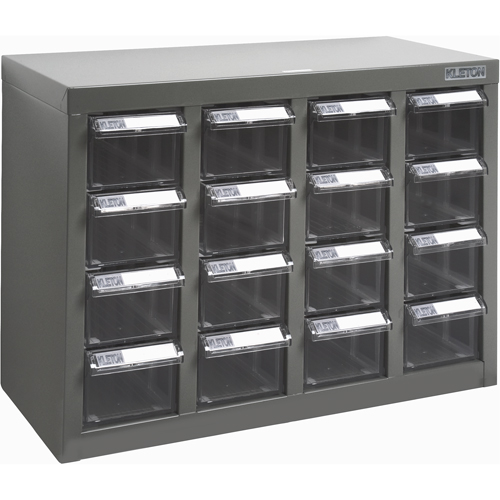 Casiers pour pi&egrave;ces KPC-500, Acier galvanis&eacute;, 16 tiroirs, 18-3/10" x 8-7/10" x 13-4/5", Gris Equipex