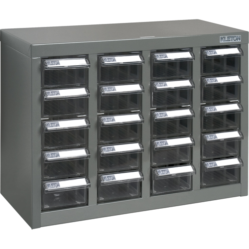 KPC-600 Parts Cabinet, Steel, 20 Drawers, 18-1/3" x 8-2/3" x 13-3/4", Grey Equipex