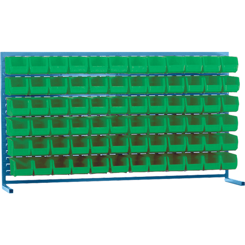 Louvered Rack with Bins, 72 Bins, 72" W x 15" D x 40" H Equipex