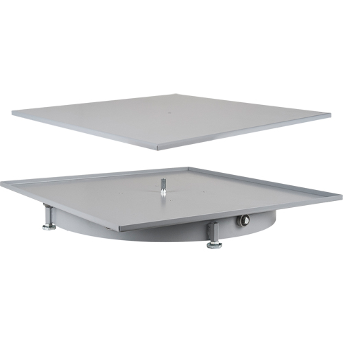 Carrousel de casiers &agrave; tiroirs industriels & robustes, Acier, 27-1/2" la x 27-1/2" p x 4" h, Gris Equipex