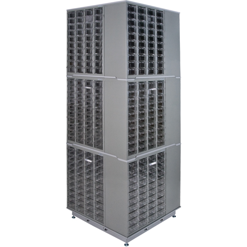 Heavy-Duty Industrial Carousel Drawer Cabinet, Steel, 480 Drawers, 27" W x 27" D x 80" H, Grey Equipex