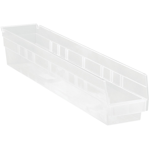 Bacs de rangement pour tablettes, 4-1/8" la x 4" H x 23-5/8" p, Transparent, Capacit&eacute; 50 lb Equipex