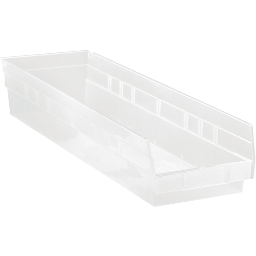 Bacs de rangement pour tablettes, 6-5/8" la x 4" H x 23-5/8" p, Transparent, Capacit&eacute; 50 lb Equipex