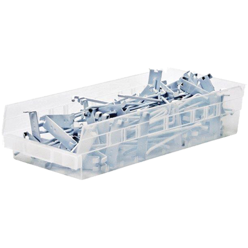 Bacs de rangement pour tablettes, 6-5/8" la x 4" H x 23-5/8" p, Transparent, Capacit&eacute; 50 lb Equipex