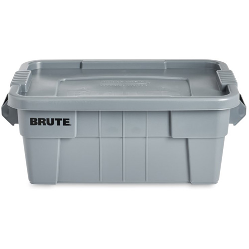 Brute Storage Tote with Lid, 27.88” D x 16.5” W x 10.7" H, 112 llbs. Capacity, Grey Equipex