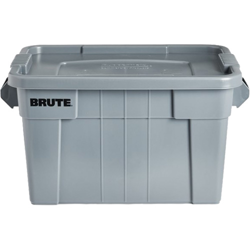 Bac de stockage Brute avec couvercle, 27,88” p x 17,38” la x 15,13” h, Capacit&eacute; 160 lb, Gris Equipex
