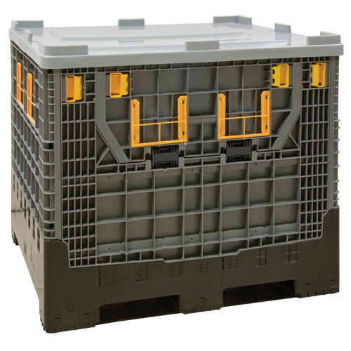 Collapsible Bulk Container, 47.2" L x 39.4" W x 39.4" H, Grey Equipex
