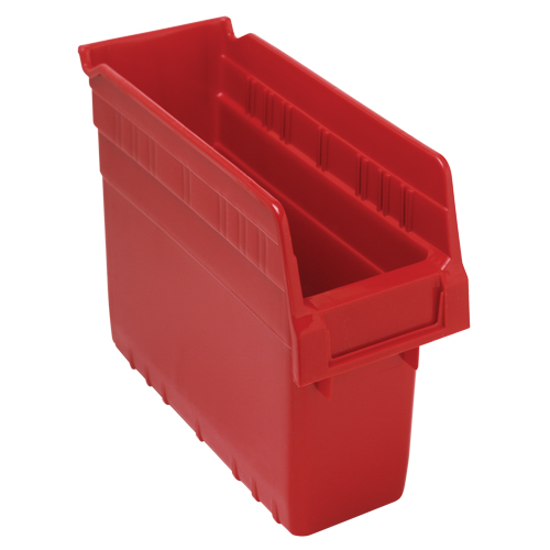 Store-Max Shelf Bins, 4-3/8" W x 8" H x 11-5/8" D, Red, 44 lbs. Capacity Equipex