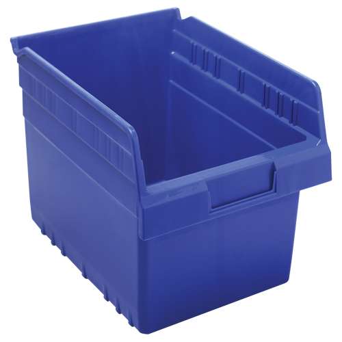 Store-Max Shelf Bins, 8-3/8" W x 8" H x 11-5/8" D, Blue, 44 lbs. Capacity Equipex