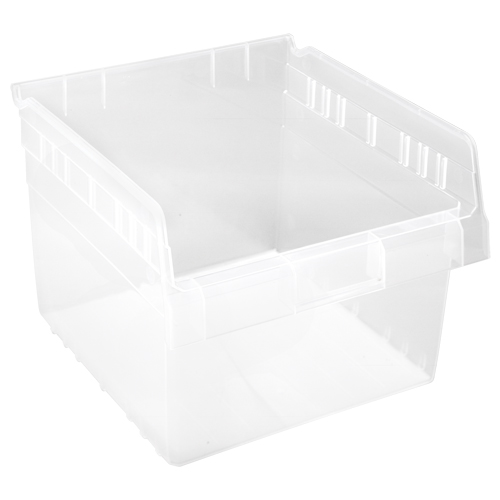 Store-Max Shelf Bins, 11-1/8" W x 8" H x 11-5/8" D, Clear, 44 lbs. Capacity Equipex