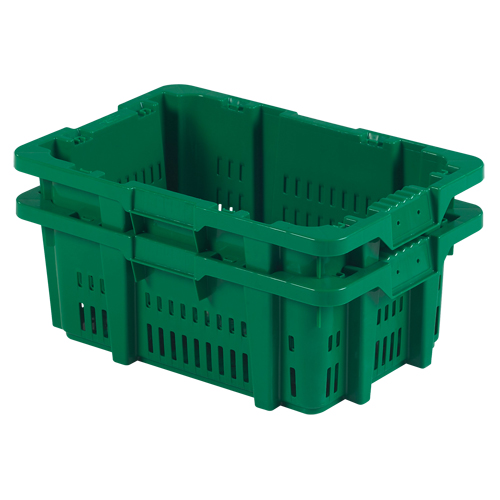 Contenant en plastique Stack-N-Nest pour la manutention des aliments, 16" x 23,9" x 8,8", Vert Equipex