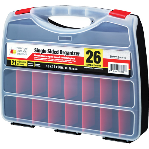 Boîte &agrave; compartiments en plastique, 14" la x 18" p x 3" h, 26 compartiments Equipex