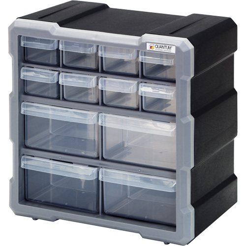 Armoire &agrave; tiroir, Plastique, 12 tiroirs, 10-1/2" x 6-1/4" x 10-1/4", Noir Equipex
