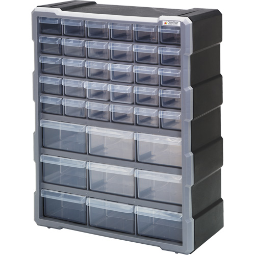 Armoire &agrave; tiroir, Plastique, 39 tiroirs, 15" x 6-1/4" x 18-3/4", Noir Equipex