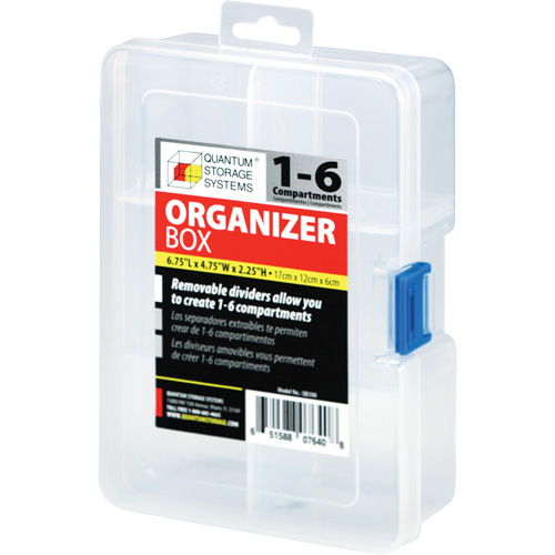 Boîte &agrave; compartiments en plastique, 4,75" la x 6,75" p x 2,25" h, 6 compartiments Equipex