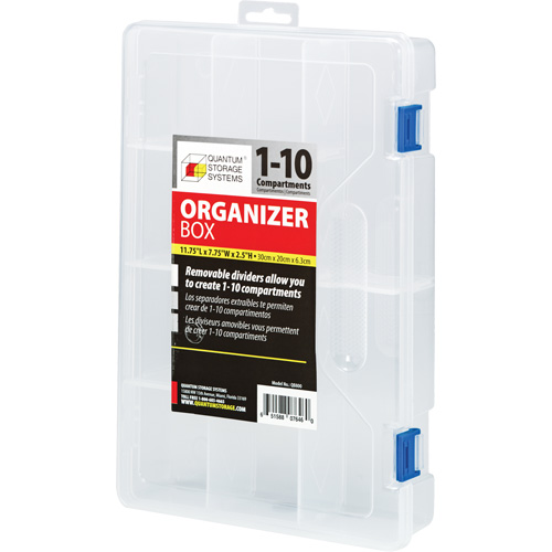 Boîte &agrave; compartiments en plastique, 7,75" la x 11,75" p x 2,2" h, 10 compartiments Equipex