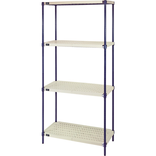 &eacute;tag&egrave;re en fils m&eacute;talliques avec tablettes en plastique, Cadre en fils m&eacute;talliques avec tablettes en plastique, Sans boulons, Capacit&eacute; 600 lb, 30" la x 72" h x 18" p Equipex
