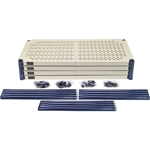 &eacute;tag&egrave;re en fils m&eacute;talliques avec tablettes en plastique, Cadre en fils m&eacute;talliques avec tablettes en plastique, Sans boulons, Capacit&eacute; 600 lb, 30" la x 72" h x 18" p Equipex