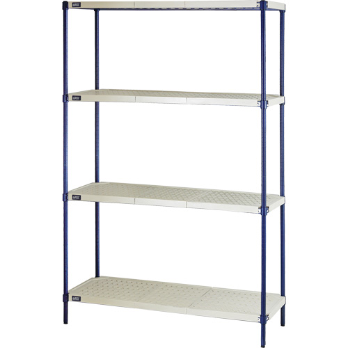 &eacute;tag&egrave;re en fils m&eacute;talliques avec tablettes en plastique, Cadre en fils m&eacute;talliques avec tablettes en plastique, Sans boulons, Capacit&eacute; 600 lb, 48" la x 72" h x 18" p Equipex