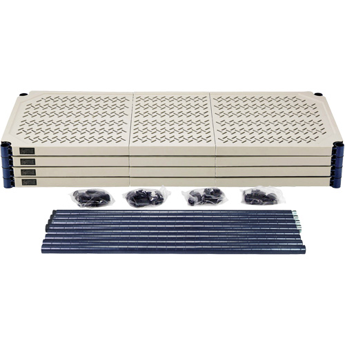 &eacute;tag&egrave;re en fils m&eacute;talliques avec tablettes en plastique, Cadre en fils m&eacute;talliques avec tablettes en plastique, Sans boulons, Capacit&eacute; 600 lb, 48" la x 72" h x 18" p Equipex