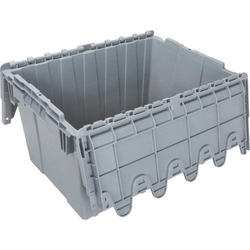 Flip Top Plastic Distribution Container, 21.65" x 15.5" x 12.5", Grey Equipex