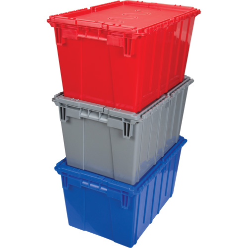 Flip Top Plastic Distribution Container, 21.65" x 15.5" x 12.5", Grey Equipex