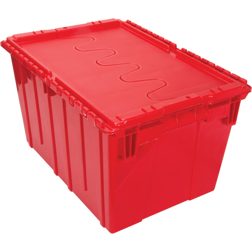 Flip Top Plastic Distribution Container, 21.65" x 15.5" x 12.5", Red Equipex