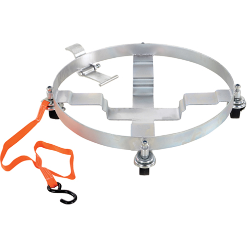 Tilting Drum Dollies, Steel, 900 lbs. Capacity, 23-1/2" Diameter, Hard Rubber Casters Equipex