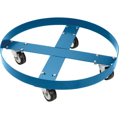 Drum Dolly, Steel, 750 lbs. Capacity, 24" Diameter, Polyolefin Casters Equipex