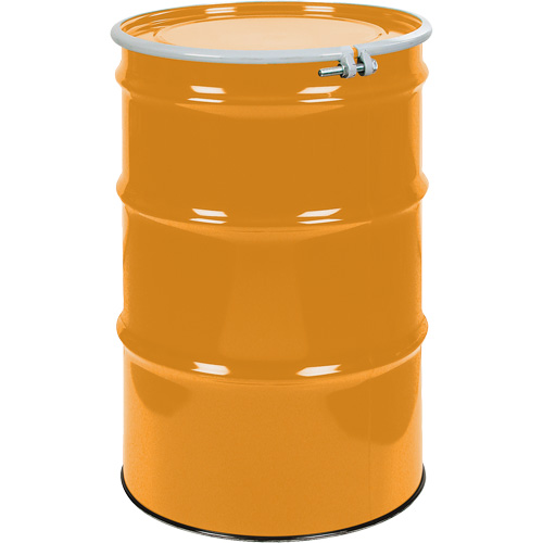 Steel Drums, 55 US gal (45 imp. gal.), Unlined, Orange, Open Top, UN1A2/Y1.5/150, 16 Gauge Equipex