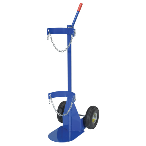 Gas Cylinder Cart, Pneumatic Wheels, 12" W x 15-1/2" L Base, 500 lbs. Equipex