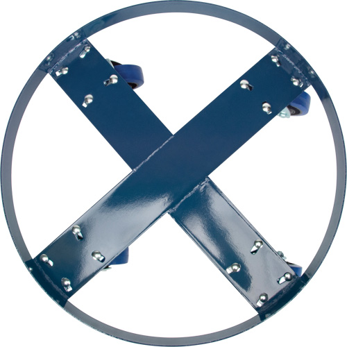 Drum Dolly, Steel, 1400 lbs. Capacity, 24" Diameter, Blue Elastic Casters Equipex
