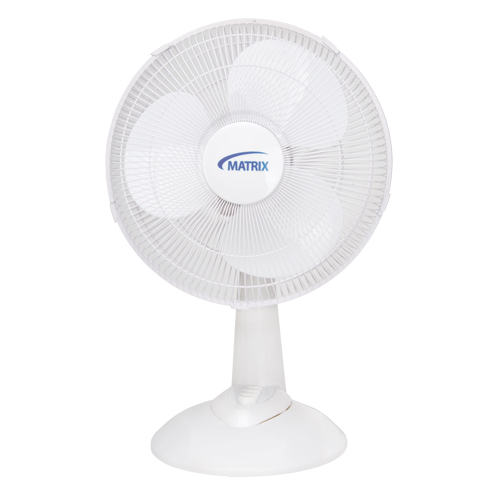Oscillating Desk Fan with Push Buttons, 12" Diameter, 3 Speeds Equipex