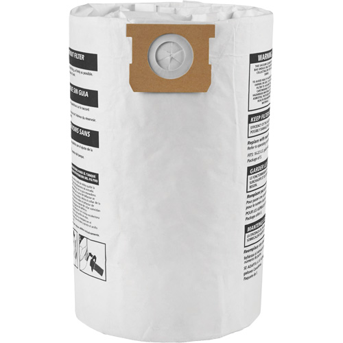 Sacs filtrants pour d&eacute;bris secs jetables de type G, 15 - 22 gal US Equipex