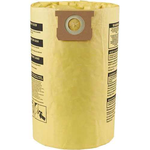Sacs filtrants pour d&eacute;bris secs jetables &agrave; haute efficacit&eacute; de type J, 15 - 22 gal US Equipex